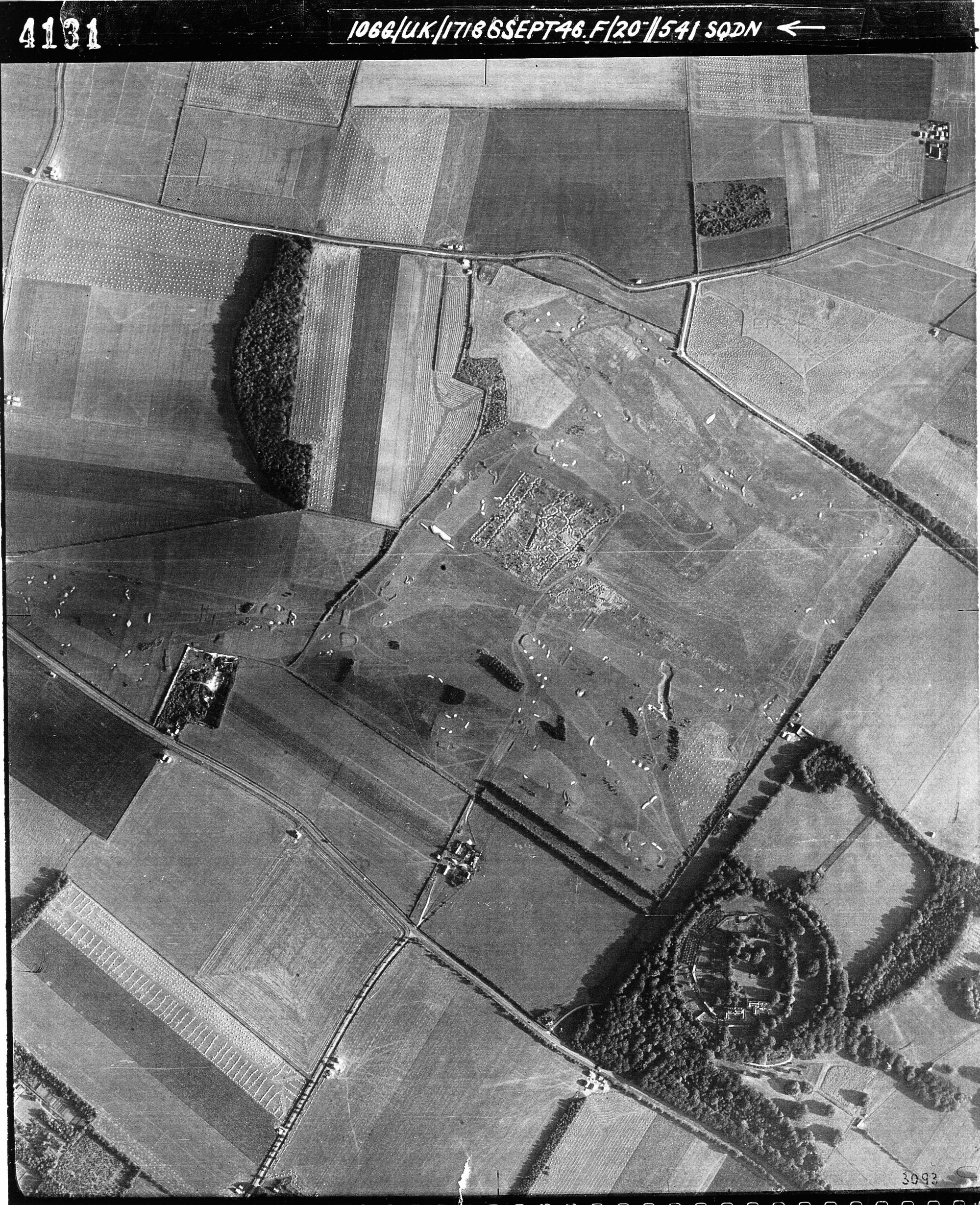 Black and white aerial image