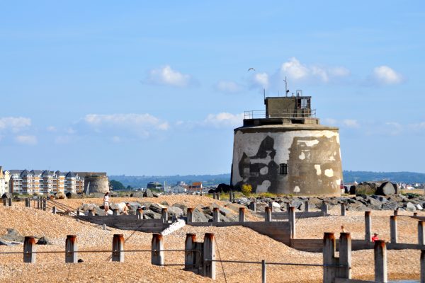 Round fort on a shingle beach