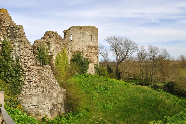 Castle ruins on a small grassy hill